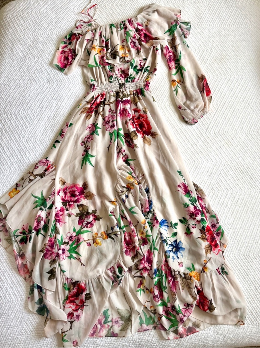 Amissima GORGEOUS Floral Hi-Low Dress Wedding Guest Spring Resort Summer S
